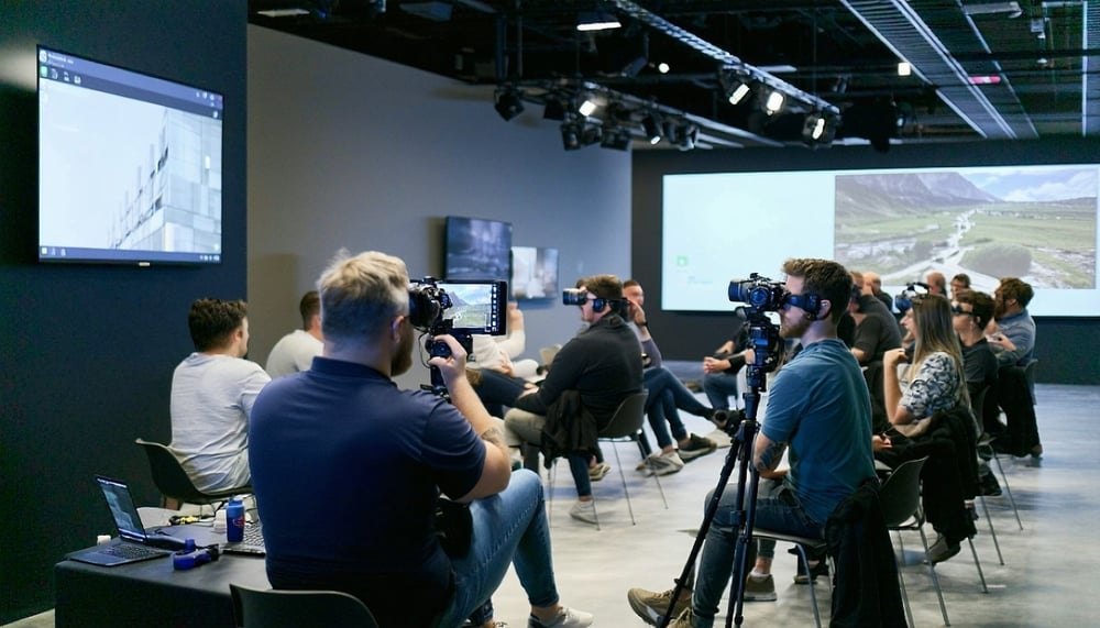 Attendees participating in a 3D streaming workshop